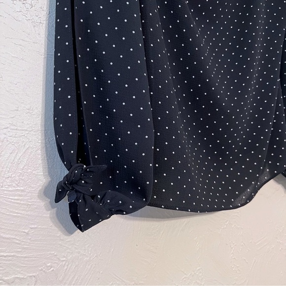 Bailey 44 Womens Navy Off The Shoulder Boxy Long Tie Sleeve Blouse XS - Picture 6 of 9